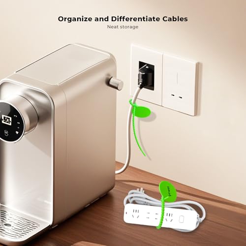 XYOFUN Cable Labels-Reusable Zip Tie, 10Pack Silicone Cord Organizer Writable Label Ties, Handwriting Cable Ties for Bundle Compatible Tags, Adjustable Cord Straps Cable Management Wire Tags for Home, Office - Image 5