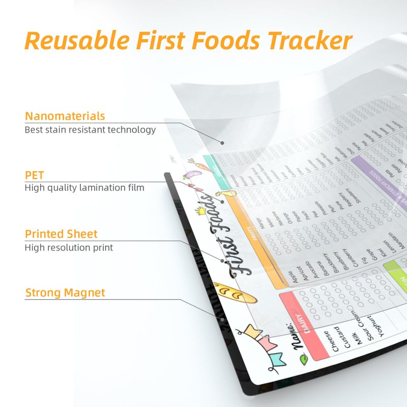 JJPRO Newborn Baby or Toddler First Foods Tracker Whiteboard-Magnetic Dry Erase Daily Food Log-Reusable Daily Planner Chart to Log Feeding Food/Food Checklist/to-Do List - for New Parents,Nanny, Babysitter - Image 3