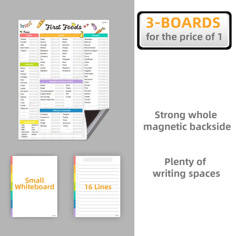 JJPRO Newborn Baby or Toddler First Foods Tracker Whiteboard-Magnetic Dry Erase Daily Food Log-Reusable Daily Planner Chart to Log Feeding Food/Food Checklist/to-Do List - for New Parents,Nanny, Babysitter - Image 4