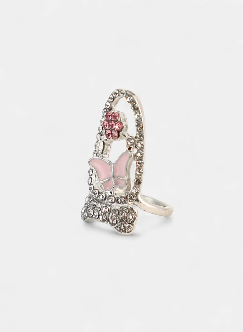 SOHI SOHI Women The Regal-Papillon Nail Ring Set | Metallic  Colour | Set Of 5 | One-Size | Artificial Stone Alloy Material | Adjustable Closure | Ring For Casual & Evening Wear