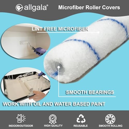 Allgala 12-Piece 4" Mini 3/8" Nap Shedless Microfiber Paint Roller Cover - TH10306 - Image 3