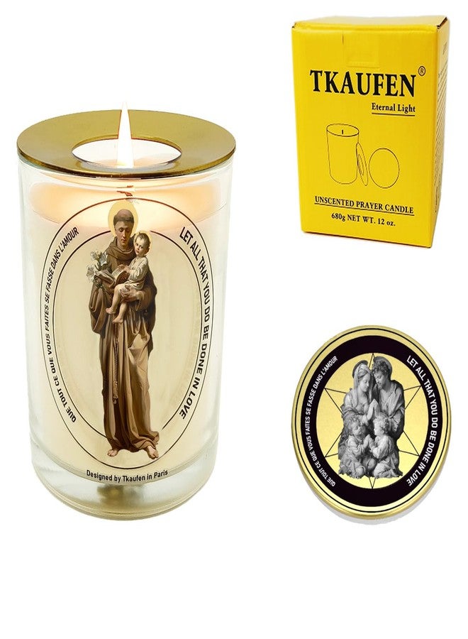 Tkaufen Saint Anthony of Padua Candle 50 Hours│Hand-Poured Soy Wax│Find Lost Item, Marriage Fertility Exam Blessing, Physical Ailment, Infant Protection, Job Search Miracle│Design in Paris│3“×3.6” - Image 1