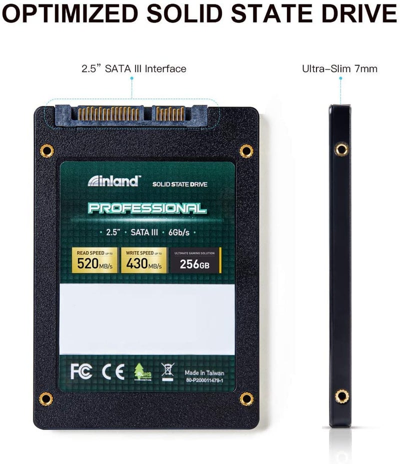 INLAND Professional 3 Pack 256GB SSD SATA III 6Gb/s 2.5" 7mm TLC 3D NAND Internal Solid State Drive (3x256GB) - Image 2