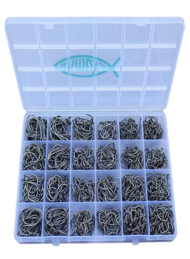 Anmuka Fishing Hooks Freshwater Saltwater Fish Hooks Bulk Fishing Hooks Set 600PCS Worm Catfish Hooks Fish Gear Equipment Supplies (600PCS) - Image 1