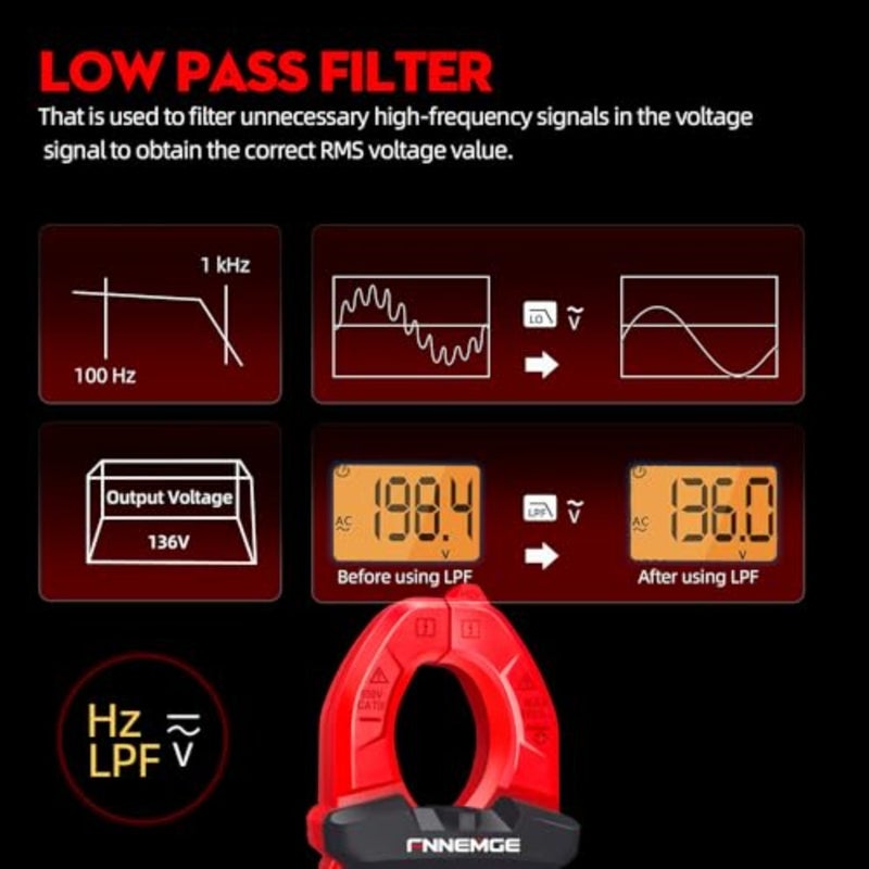 Digital Clamp Meter DC/AC Current: 0-600A, Multimeter True RMS, NCV Measurement for AC/DC Current, Voltage, Resistance, Capacitance, and Temperature - Image 5