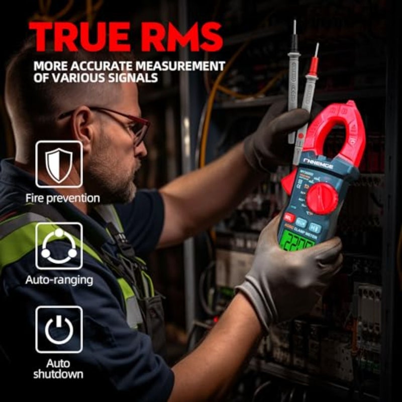 Digital Clamp Meter DC/AC Current: 0-600A, Multimeter True RMS, NCV Measurement for AC/DC Current, Voltage, Resistance, Capacitance, and Temperature - Image 3