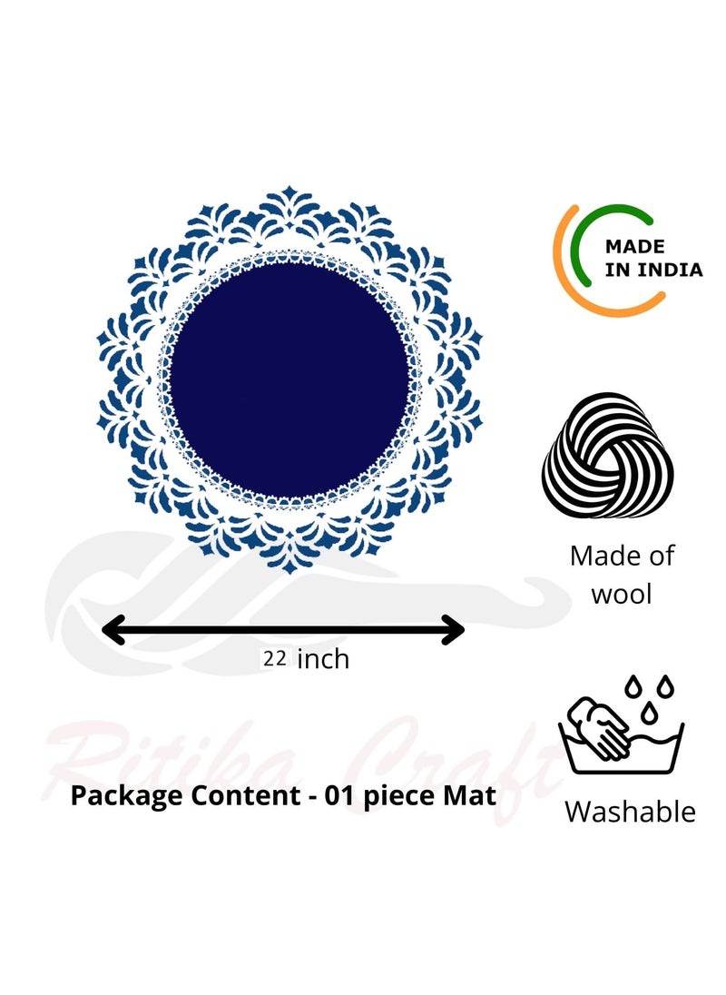 RR RITIKA Craft® Crochet Handmade Table Mat (22 inch) White & Pink Table Mat (Pink)  - Image 3