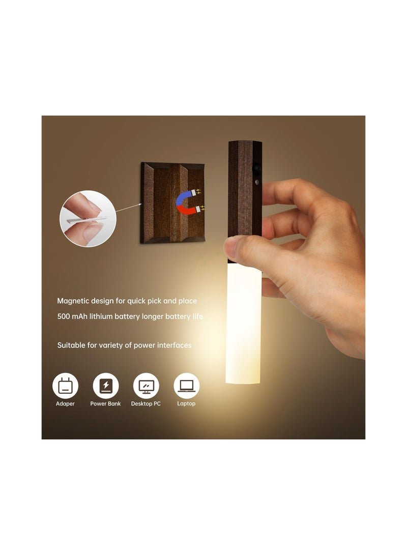 Y&D Motion Sensor Light Indoor, Stick on Wall Wooden Sconce LED Indoor Rechargeable for Hallway, Stair, Closet, Shelf, Bathroom, Kitchen  - Image 3