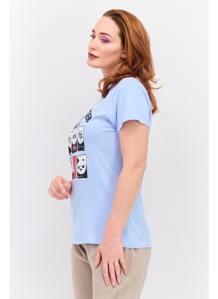 Women Round Neck Short Sleeves  Panda Print T-Shirt, Sky Blue - pzsku/Z0B6CEBFC92C496D13D97Z/45/_/1737642497/a1a76b5d-6304-4b87-ac44-34b484fde7f2