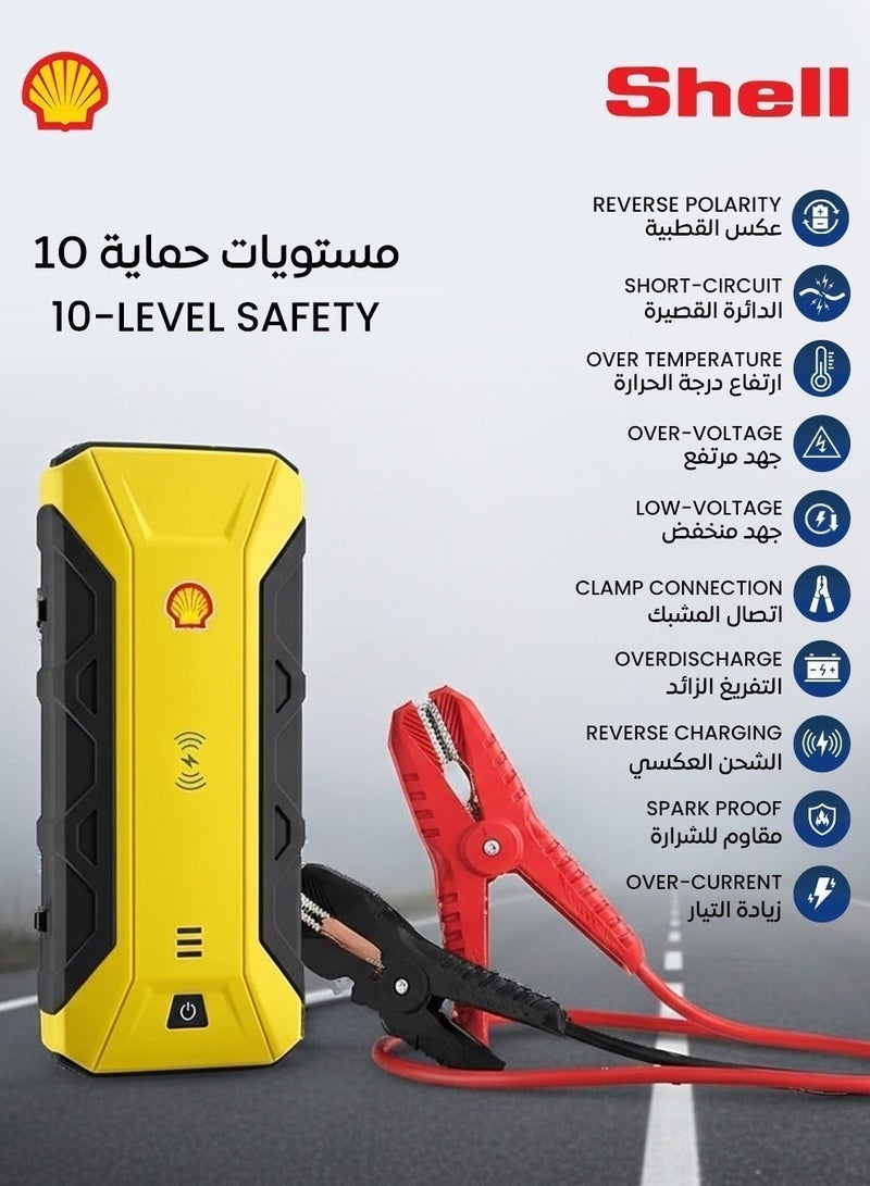 Shell automotive 【Shell Automotive】1200A Car Jump Starter & 16000mAh Power Bank | Wireless Charger, Car Jumper Starter for Truck & SUV, Portable Jump Starter Boost with LED Light & Smart Safety Protection - Image 2