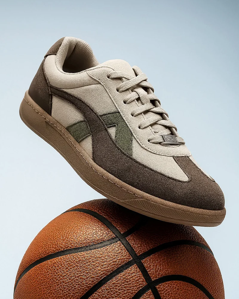 بيواكوف Men's Brown Rippers Sienna Color Block Low-Top Sneakers