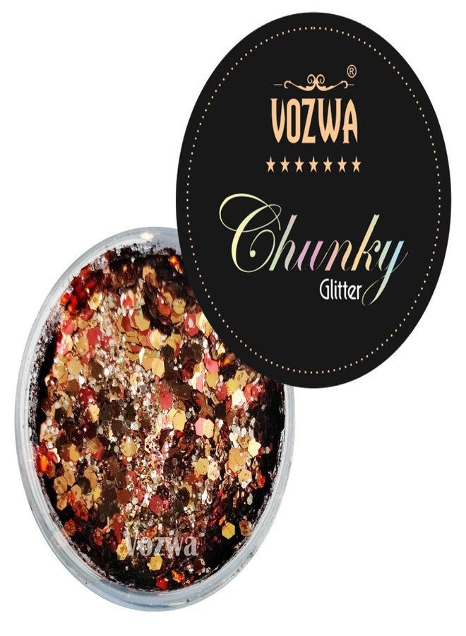 Vozwa Gradient Chunky Thick & Thin Eyeshadow Copper Glitter - Image 2