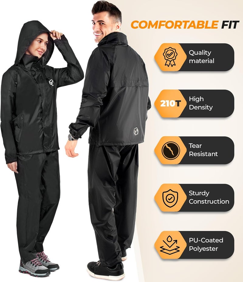 Foxelli Waterproof Rain Suit – Durable Breathable Lightweight Rainwear for Men & Women Perfect for Motorcycle Golf Fishing - Image 3