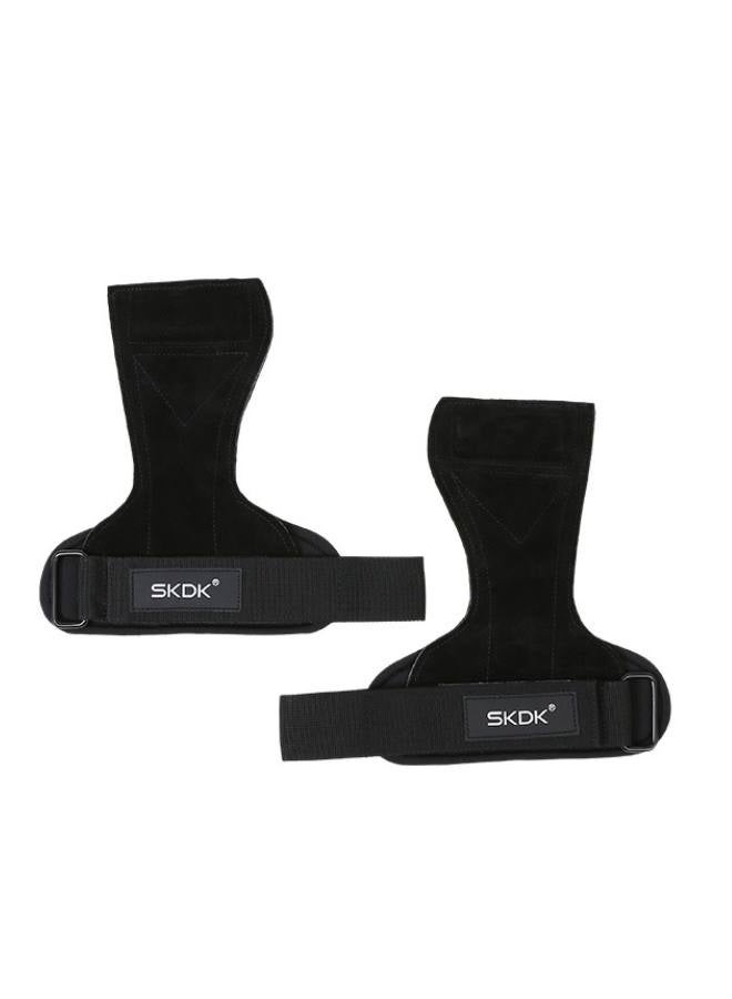 إس كي دي كي 2 قطعة من أشرطة المعصم لرفع الأثقال، حزام معصم مزدوج الطبقات من الجلد لرفع الأثقال لرفع الأثقال الميت ورفع الأثقال، معصم مبطن قابل للتعديل لتمرين الصالة الرياضية ورفع الأثقال، أشرطة رفع الصالة الرياضية باللون الأسود - Image 4