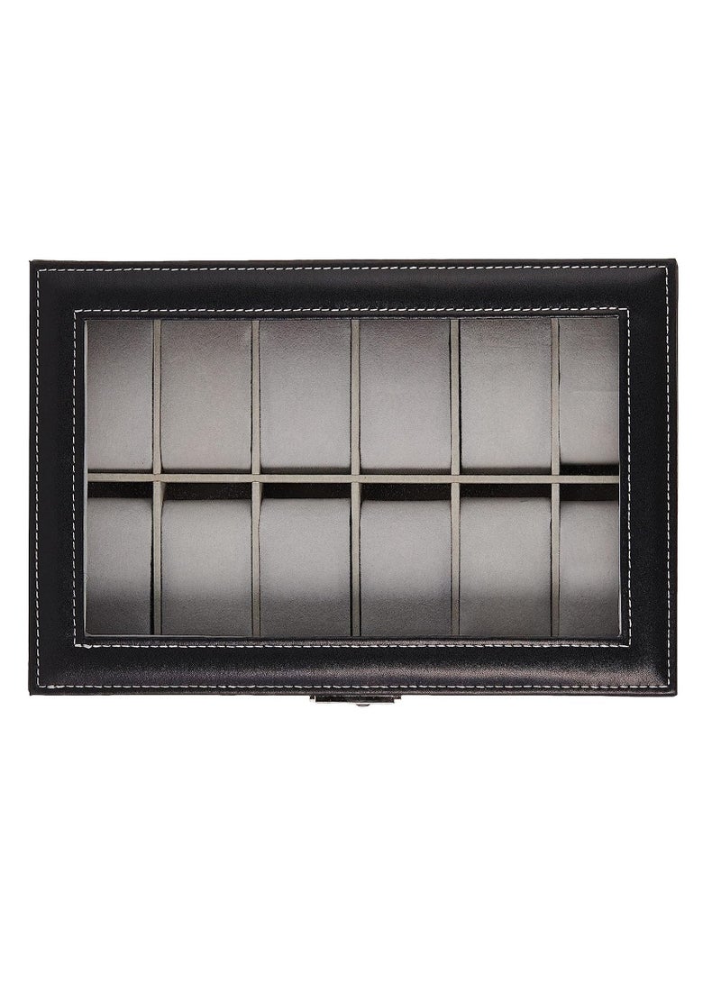 بلومنغ تايم طبقة مزدوجة 12 قطعة مجوهرات سوار ساعة صندوق تخزين مع نافذة لوحة زجاجية - Image 3