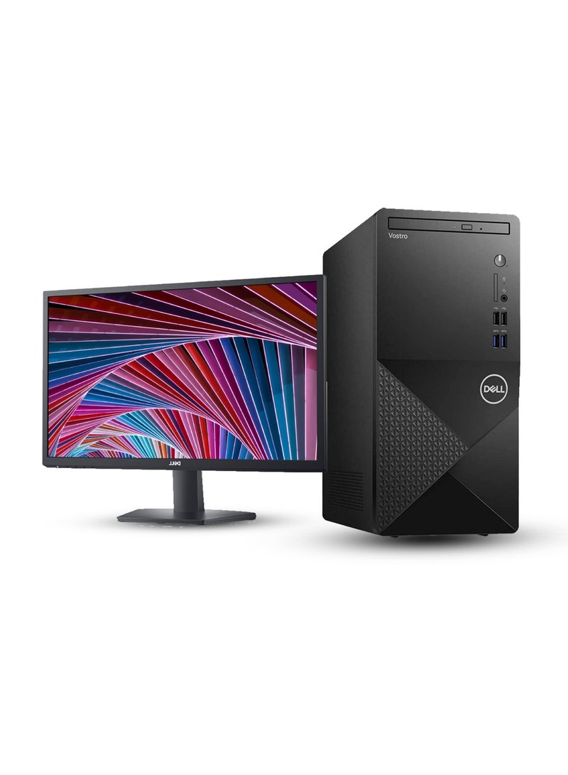 ديل جهاز كمبيوتر مكتبي Vostro 3910 مزود بشاشة FHD مقاس 24 بوصة، ومعالج Core i5-12400، وذاكرة وصول عشوائي DDR4 سعة 16 جيجابايت، ووحدة تخزين SSD سعة 1 تيرابايت، وبطاقة رسومات Intel UHD، ونظام التشغيل Windows 11 Pro | - Image 1