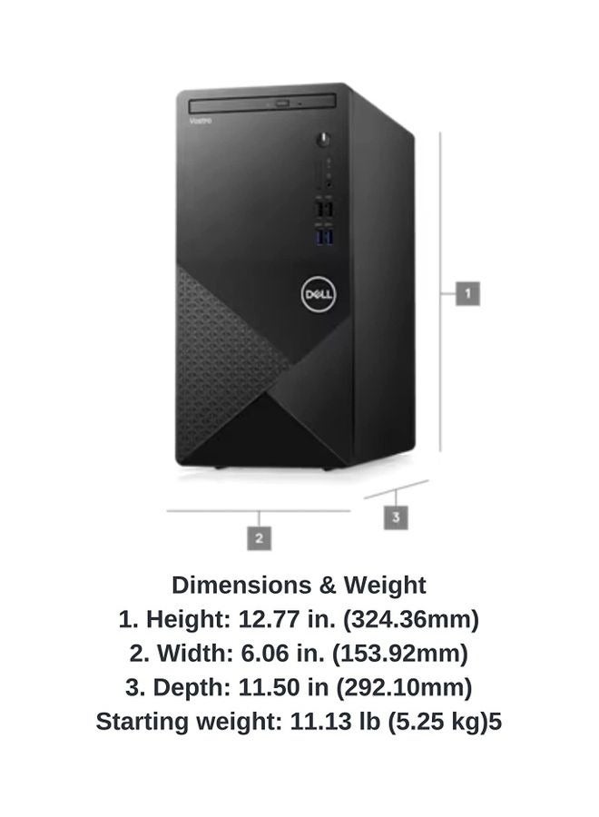 ديل جهاز كمبيوتر مكتبي Vostro 3910 مزود بشاشة FHD مقاس 24 بوصة، ومعالج Core i5-12400، وذاكرة وصول عشوائي DDR4 سعة 16 جيجابايت، ووحدة تخزين SSD سعة 1 تيرابايت، وبطاقة رسومات Intel UHD، ونظام التشغيل Windows 11 Pro | - Image 2