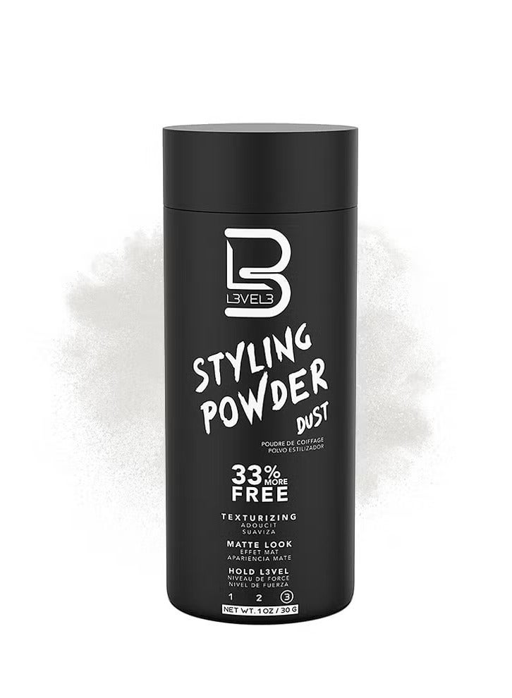 L3 بودرة تصفيف L3 المستوى 3، بودرة للرجال بمظهر طبيعي، سهلة التطبيق بدون زيت أو بقايا دهنية، بودرة لتقنية الشعر غير اللامعة تثبت طوال اليوم - Image 1