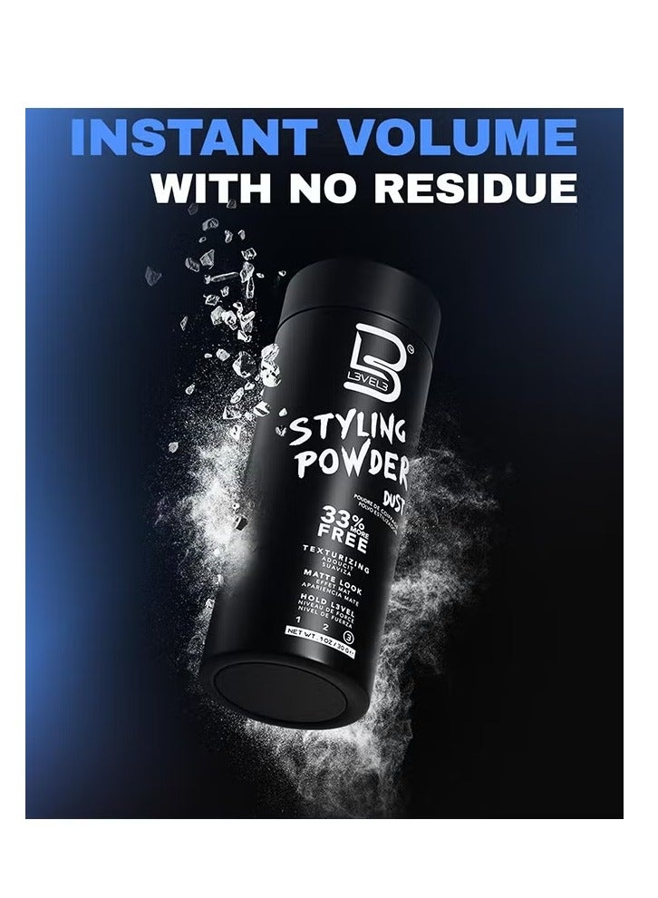 L3 بودرة تصفيف L3 المستوى 3، بودرة للرجال بمظهر طبيعي، سهلة التطبيق بدون زيت أو بقايا دهنية، بودرة لتقنية الشعر غير اللامعة تثبت طوال اليوم - Image 2