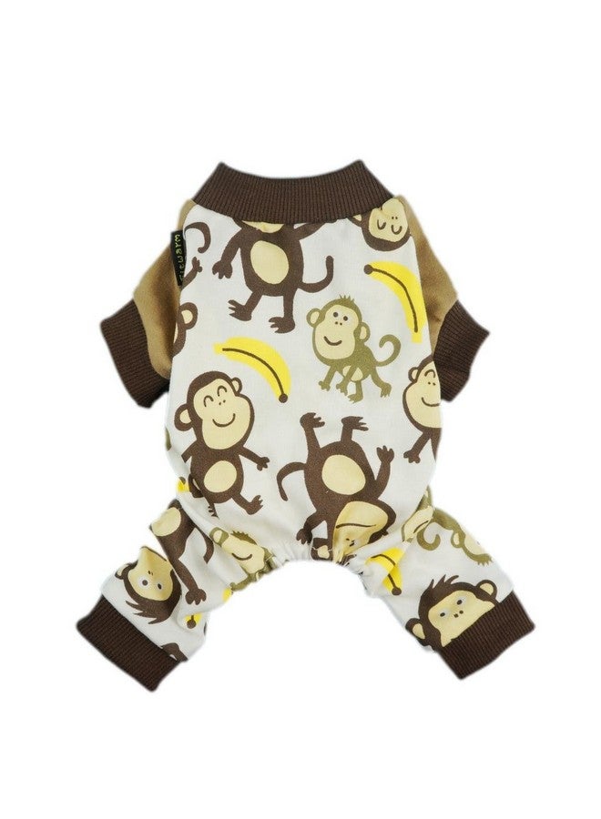 فيت وورم بيجامات كلاب القرد، ملابس كلاب لطيفة للكلاب الصغيرة من الأولاد والبنات، ملابس حيوانات أليفة، قطن 100% قابل للتنفس، بني، مقاس كبير - Image 1