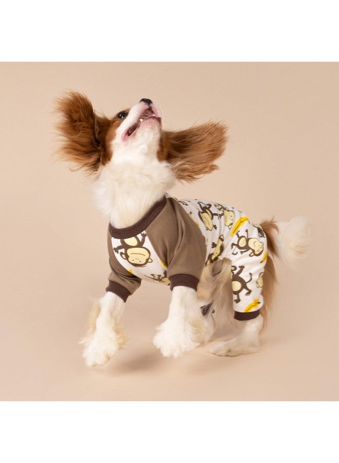 فيت وورم بيجامات كلاب القرد، ملابس كلاب لطيفة للكلاب الصغيرة من الأولاد والبنات، ملابس حيوانات أليفة، قطن 100% قابل للتنفس، بني، مقاس كبير - Image 4