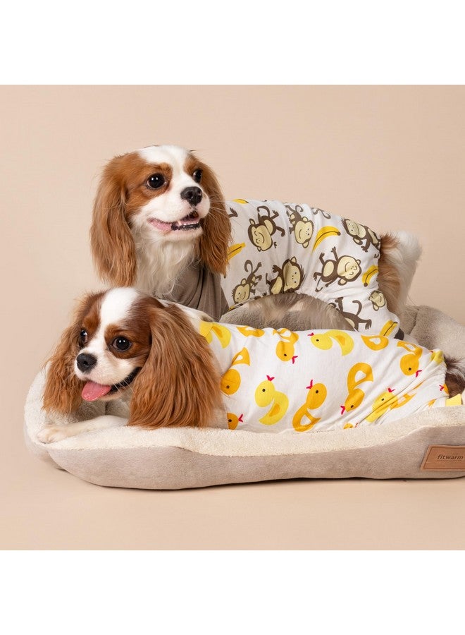 فيت وورم بيجامات كلاب القرد، ملابس كلاب لطيفة للكلاب الصغيرة من الأولاد والبنات، ملابس حيوانات أليفة، قطن 100% قابل للتنفس، بني، مقاس كبير - Image 3