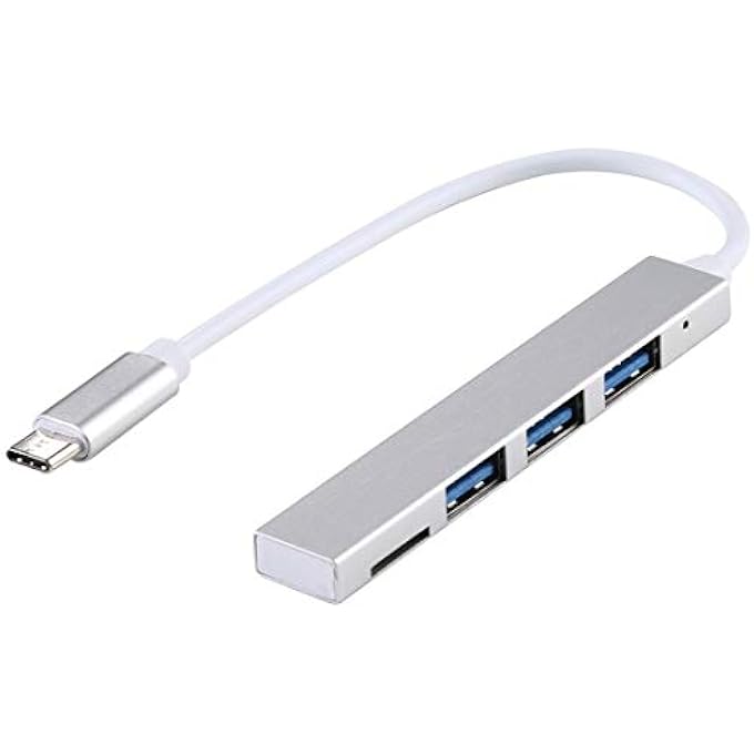 rayihni JXT ATY T-818 TF + 3 X USB 3.0 TO USB-C/TYPE-C HUB ADAPTER (SILVER) (COLOR : SILVER) - Image 1