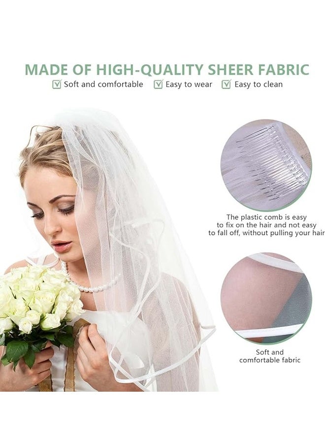 Wedding Bridal Veil with Comb, 2 Tier Tulle Bride Veil, Wedding Party Supplies - Image 4