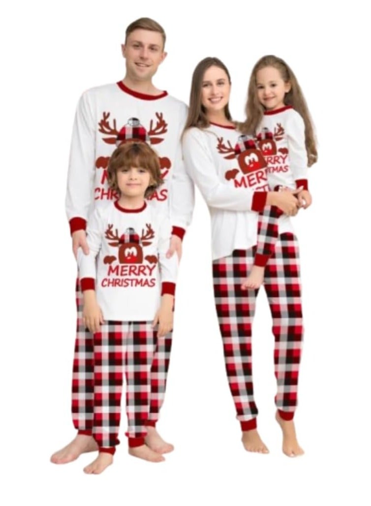 UKR Merry Christmas Pajama Family Set for Baby | White T-Shirt & Red Plaid Pants | Holiday Matching PJs for Infants | Christmas Pajamas for Boys & Girls - Image 1
