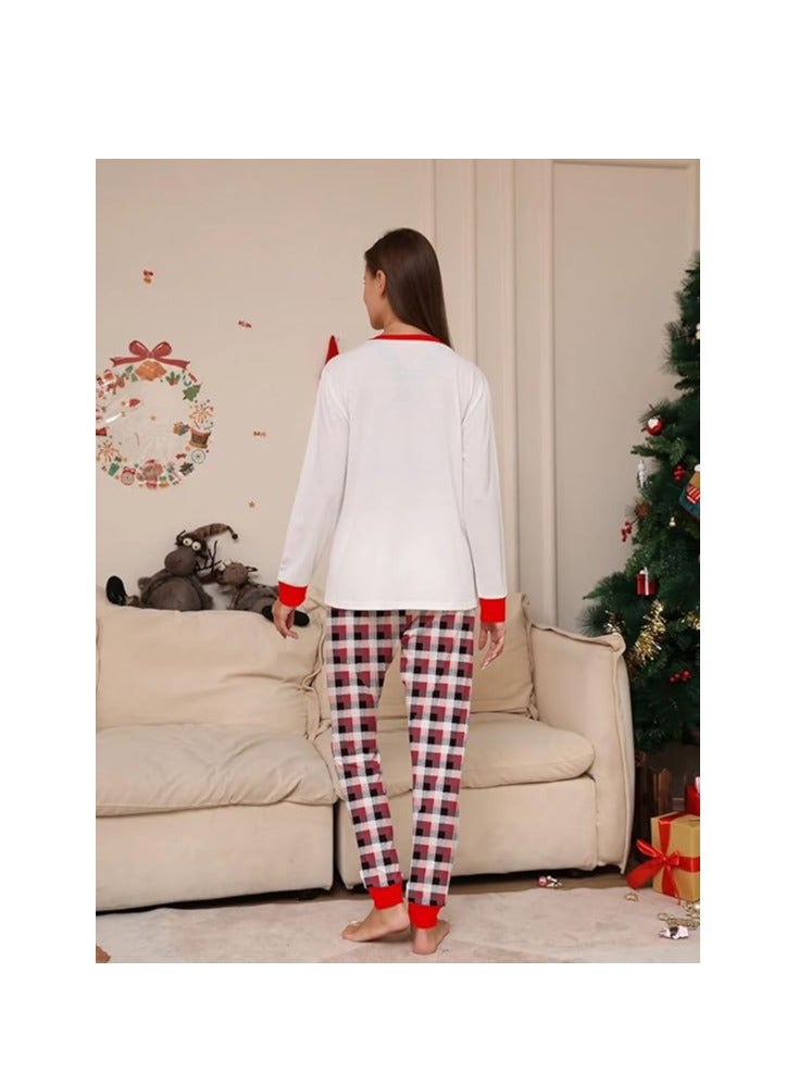 UKR Merry Christmas Pajama Family Set for Baby | White T-Shirt & Red Plaid Pants | Holiday Matching PJs for Infants | Christmas Pajamas for Boys & Girls - Image 5