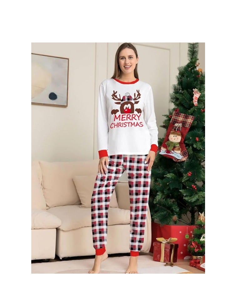 UKR Merry Christmas Pajama Family Set for Baby | White T-Shirt & Red Plaid Pants | Holiday Matching PJs for Infants | Christmas Pajamas for Boys & Girls - Image 4