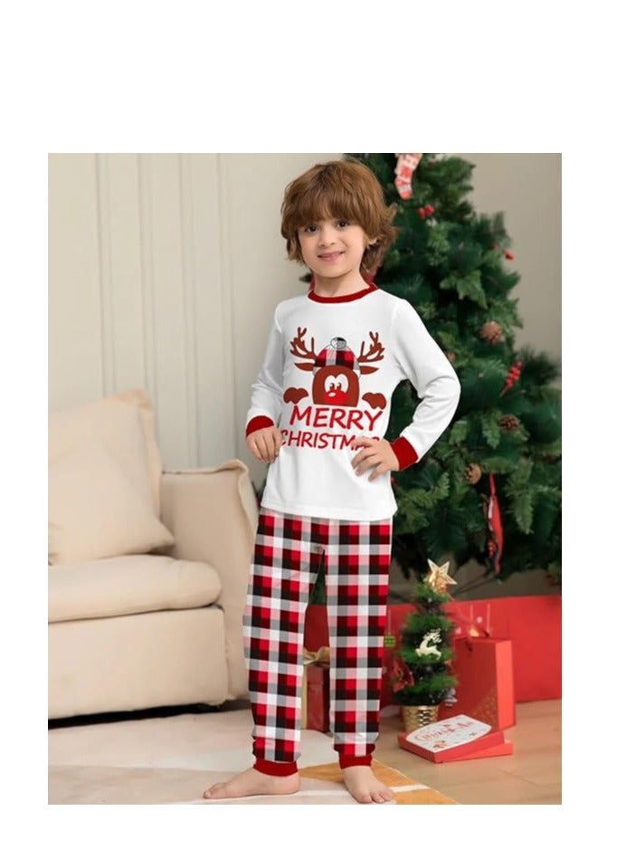 UKR Merry Christmas Pajama Family Set for Baby | White T-Shirt & Red Plaid Pants | Holiday Matching PJs for Infants | Christmas Pajamas for Boys & Girls - Image 3