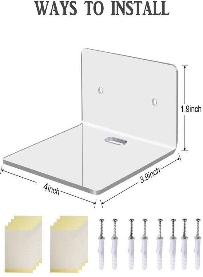 Bolidery 4 Pack Small Wall Shelf, 4'' Acrylic Wall Shelves Display Ledges for Storage & Decoration, Small Floating Shelf for Wall with 2 Types of Installation (Adhesive or Screw) - Image 2