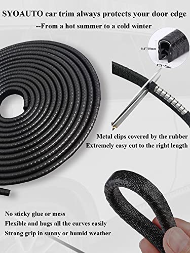 SYOAUTO 32Ft(10M) Door Edge Guard Black Car Guards Protector for Cars Rubber Auto Trim U Shape Build in Metal Sheet No Need Adhesive Easy to Cut Most - Image 3