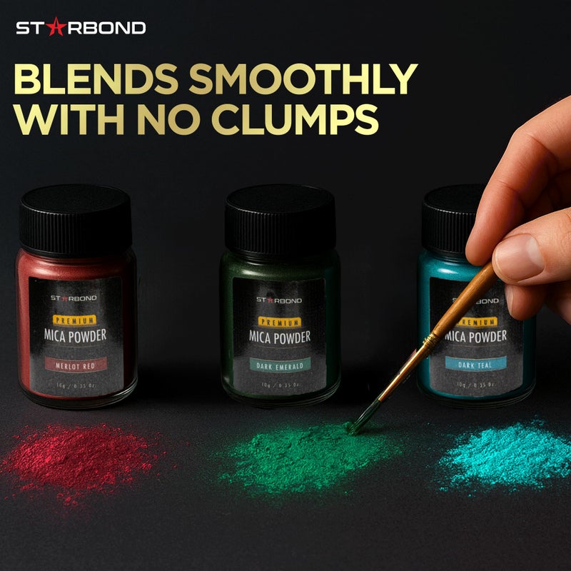 Starbond 24-Color Mica Powder Set - Natural  Irritant-Free Pigments (10G Bottles) - Featuring Vibrant 5 Reds  7 Greens & 11 Blue Tones - For Resin Art  Wood Inlays  Diy  Soap & Candle Making - Image 4