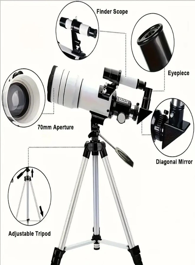 Generic Professional F30070 Astronomical Telescope – 70mm Aperture, 95X Magnification, Manual Focus Refractor Telescope for Deep Space Exploration, Moon Viewing, Bird Watching & Stargazing – High Definition Optics for Adults & Beginners - Image 4