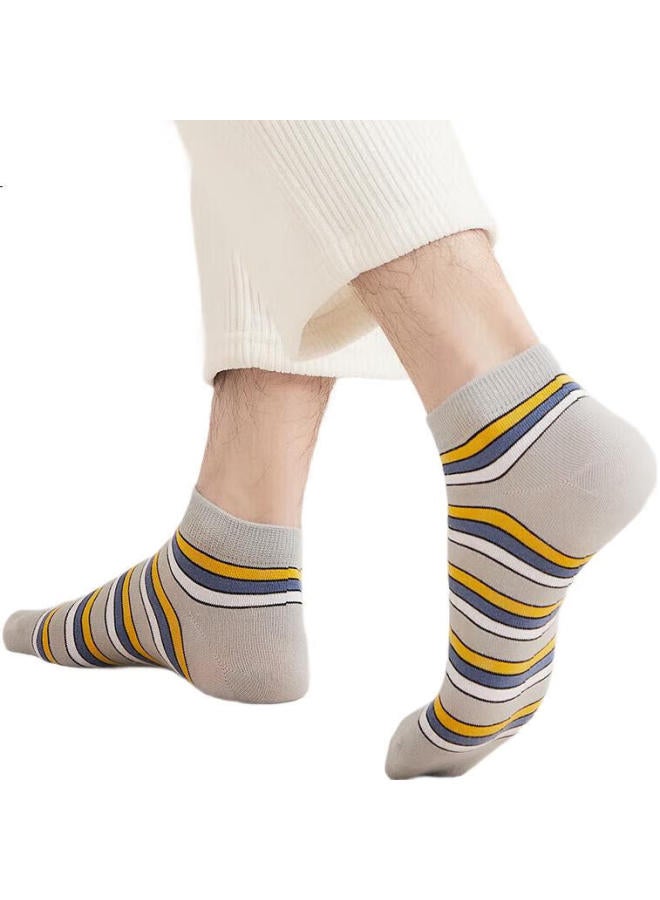 Miiow 5 Pairs Men'S Socks Men'S Summer Short Socks Men'S Boat Socks Men'S Cotton Socks Comfortable Breathable Low-Cut Short Tube Invisible Socks Casual Sports Basketball Socks Bat Striped One Size - Image 3