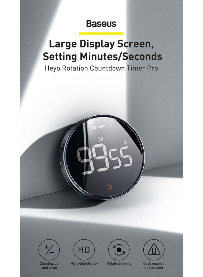 NIBEMINENT Digital Rotation Countdown Kitchen Timer with Magnetic Holder and 3 Non-Slip Pads, Alarm Clock LCD Screen, Egg Timer, Ideal for Cooking, Baking, Studying, etc. Dark Grey 81x31.2mm - Image 2
