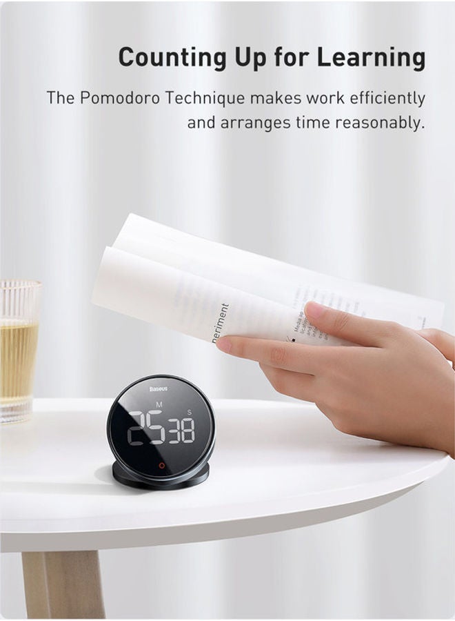 NIBEMINENT Digital Rotation Countdown Kitchen Timer with Magnetic Holder and 3 Non-Slip Pads, Alarm Clock LCD Screen, Egg Timer, Ideal for Cooking, Baking, Studying, etc. Dark Grey 81x31.2mm - Image 3