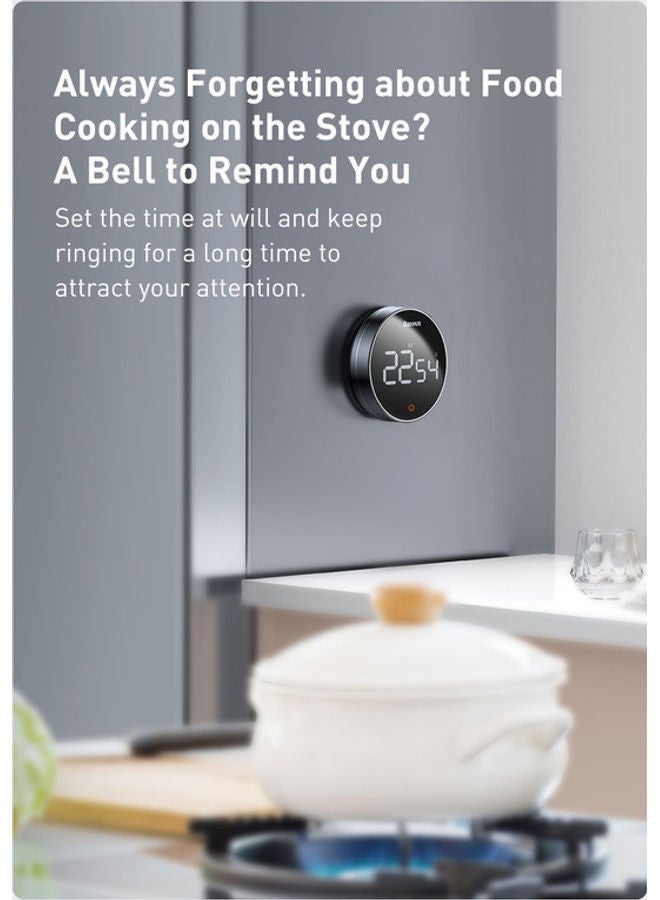 NIBEMINENT Digital Rotation Countdown Kitchen Timer with Magnetic Holder and 3 Non-Slip Pads, Alarm Clock LCD Screen, Egg Timer, Ideal for Cooking, Baking, Studying, etc. Dark Grey 81x31.2mm - Image 4