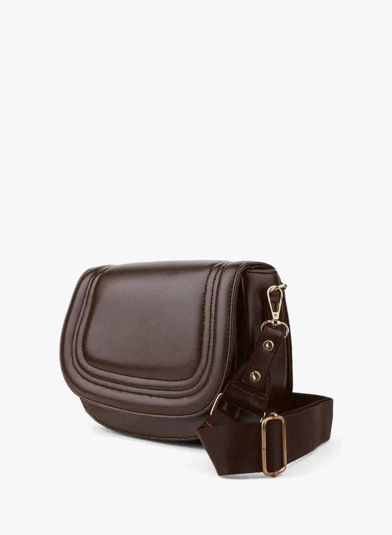 Women's Spring Dark Coffee 5-Compartment Lined Snap-Closure Hand, Arm and Shoulder Bag.