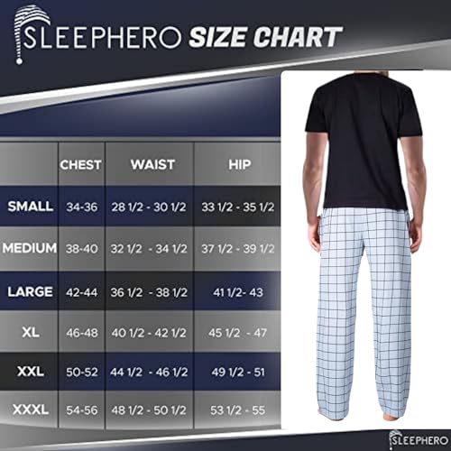 SLEEPHERO Men’s Pajama Set Pajamas For Men 2 Piece PJ Set with Cotton Knit Men Pajama Pants and Short Sleeve Crew Neck T-Shirt Window Pane Medium - Image 4