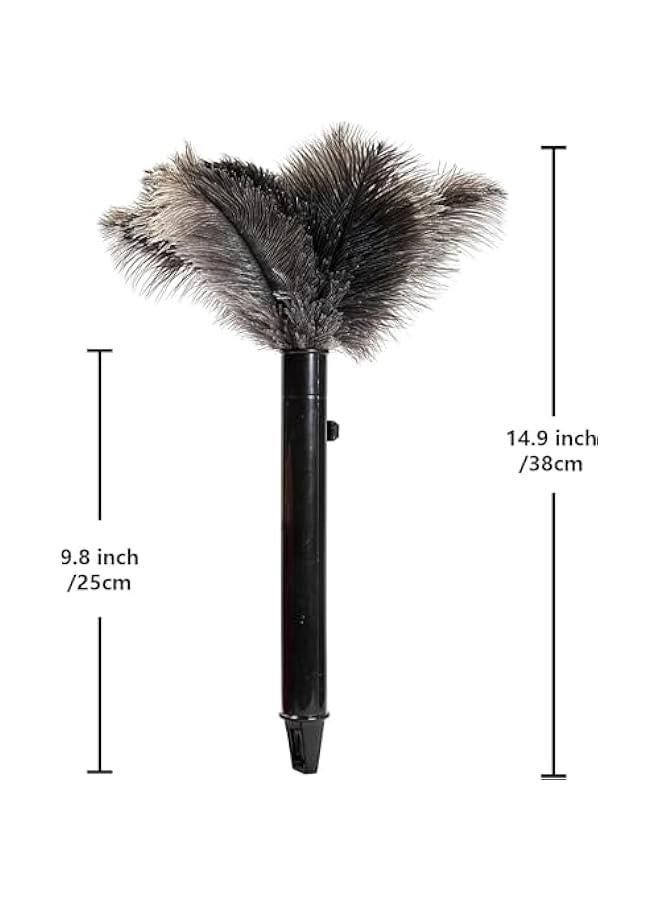 HOOKOR Retractable Ostrich Feather Duster for Cleaning, Fluffy and Natural Feather Duster with Retractable Handle， Reusable Eco-Friendly Handheld Cleaning Supplies,Dusters Killer, Mini Duster - Image 2