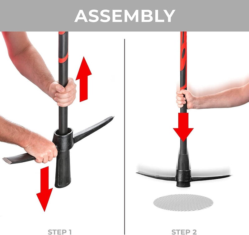 INTERTOOL Pick Axe for Digging - 36” Heavy Duty Garden Mattock Pickaxe - Rust Resistant Steel with Adze Hoe & Shock Absorbing Fiberglass Anti-Slip Handle - Cultivate, Loosen Soil, Dig - HT08-0305 - Image 3