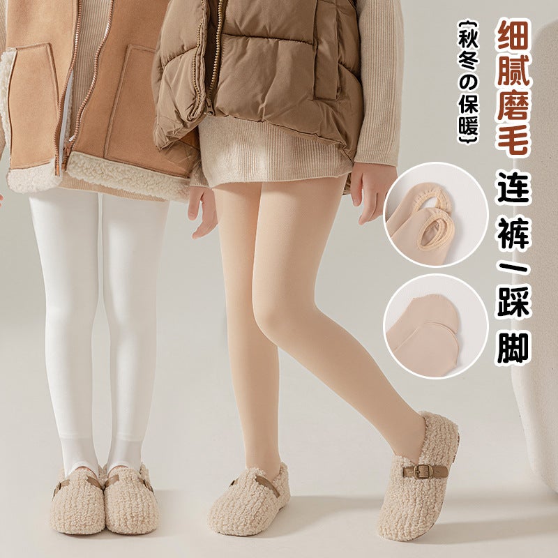 Dance Socks For Girls White Leggings For Practice Light Legs Children'S Pantyhose Fleece-Lined Thickened - Image 3