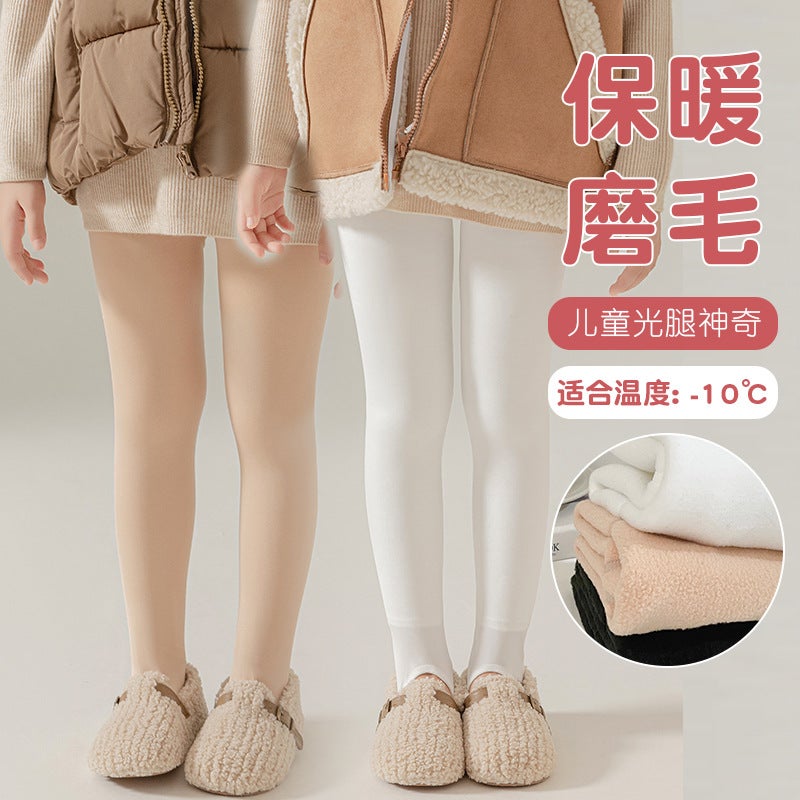 Dance Socks For Girls White Leggings For Practice Light Legs Children'S Pantyhose Fleece-Lined Thickened - Image 2