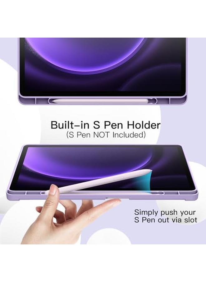 جي تيك حافظة لجهاز سامسونج جالكسي تاب S9 Fe مقاس 10.9 بوصة مع حامل قلم S Pen من مادة TPU الناعمة ثلاثية الطي، غطاء حماية للكمبيوتر اللوحي يدعم شحن قلم S Pen وإيقاف التشغيل التلقائي (أرجواني فاتح) - Image 3