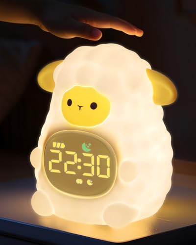 Yiliaw Sheep Alarm Clock for Kids with Night Light Sleep Training Clock Time to Wake Clock Rechargeable Silicone Light for Bedroom Perfect Sleep Companion for Boys Girls - Image 1