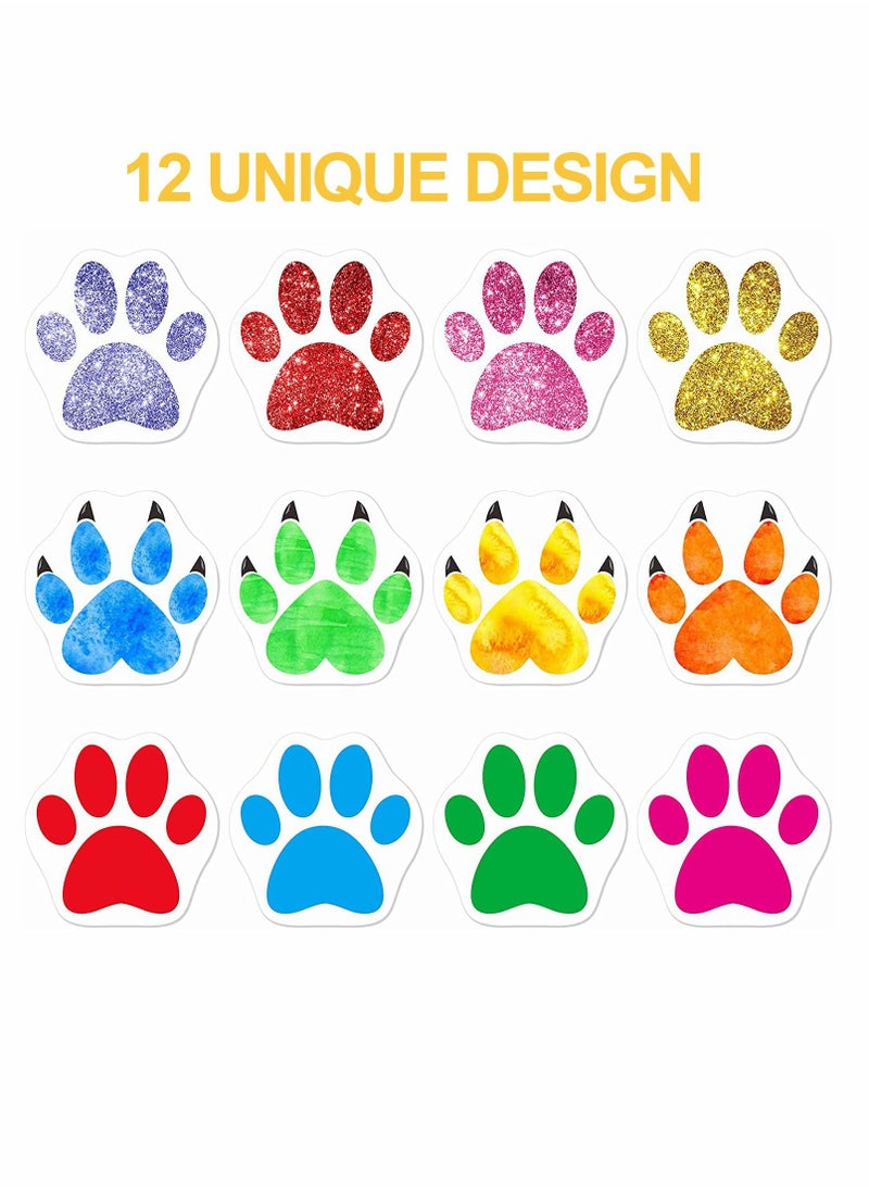 Excefore - Paw Prints Stickers, A Roll of 500 Pieces Colorful Puppy Paw Print Stickers Colorful Self-Adhesive Labels Animal Decal - Image 1