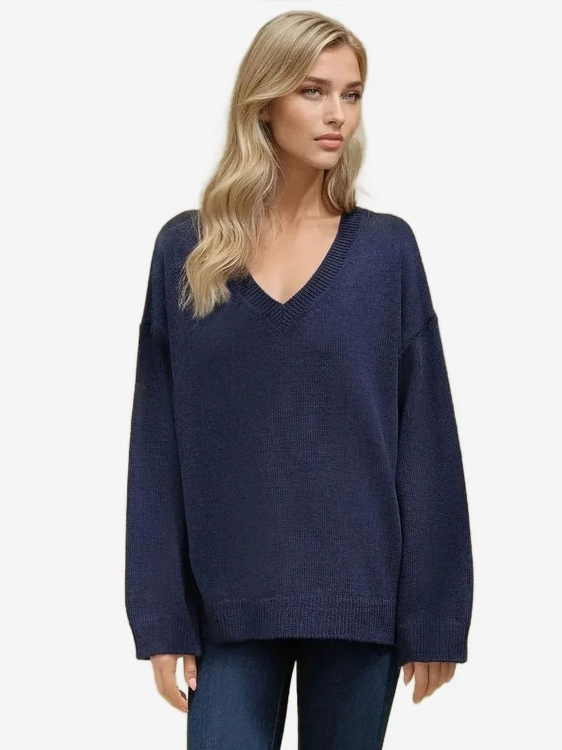 HICCUP Thick Knit V-neck Sweater